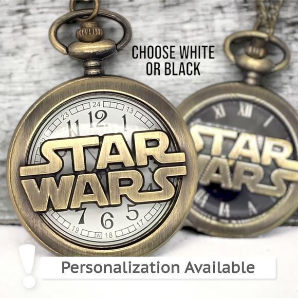 Intergalactic Pocket Watch - Sci-Fi Movie Gift for Jedi Fans Christmas Birthday - Picture 1 of 10